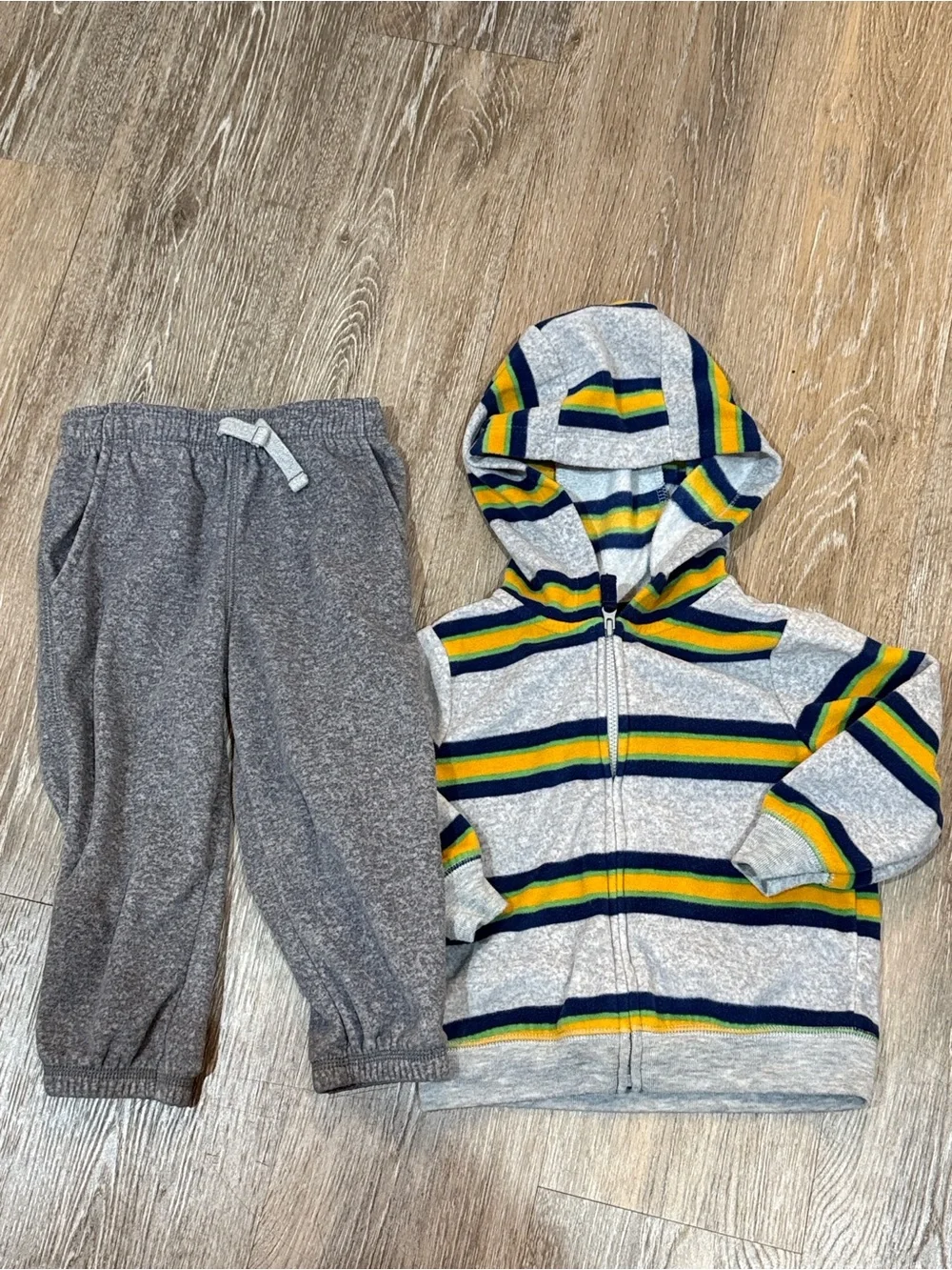 Carters Baby Boy Full Zip Hooded Striped Jacket Track Jogger Pants Set 18M